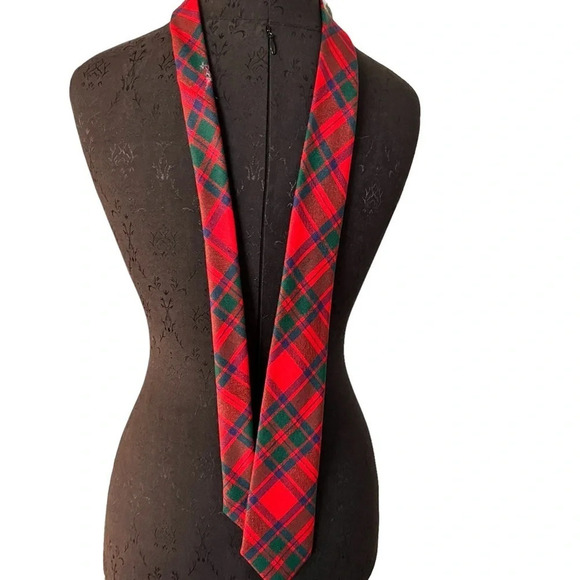 Scottish Macintosh Red Green Tartan Plaid Wool Tie 3” - Picture 1 of 5